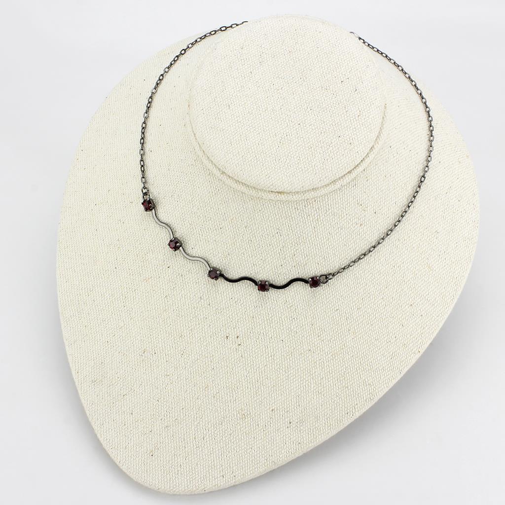 Ruthenium White Metal Necklace with AAA Grade CZ in Siam