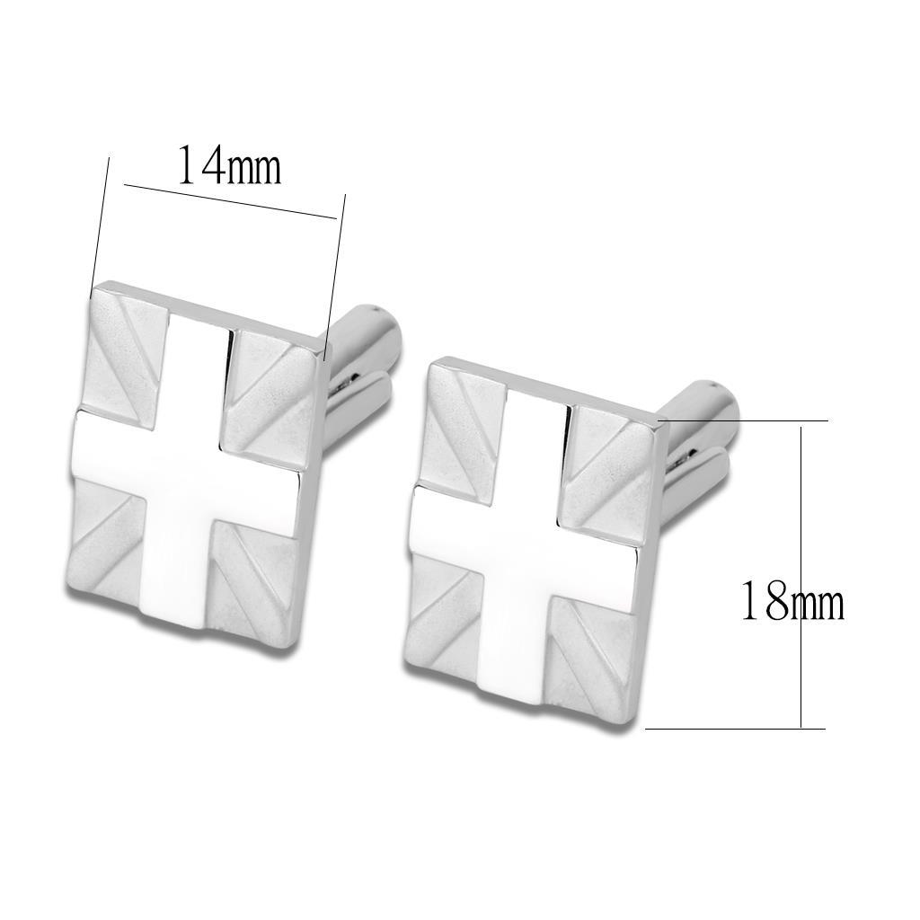 Matte Rhodium & Rhodium Brass Cufflink with No Stone