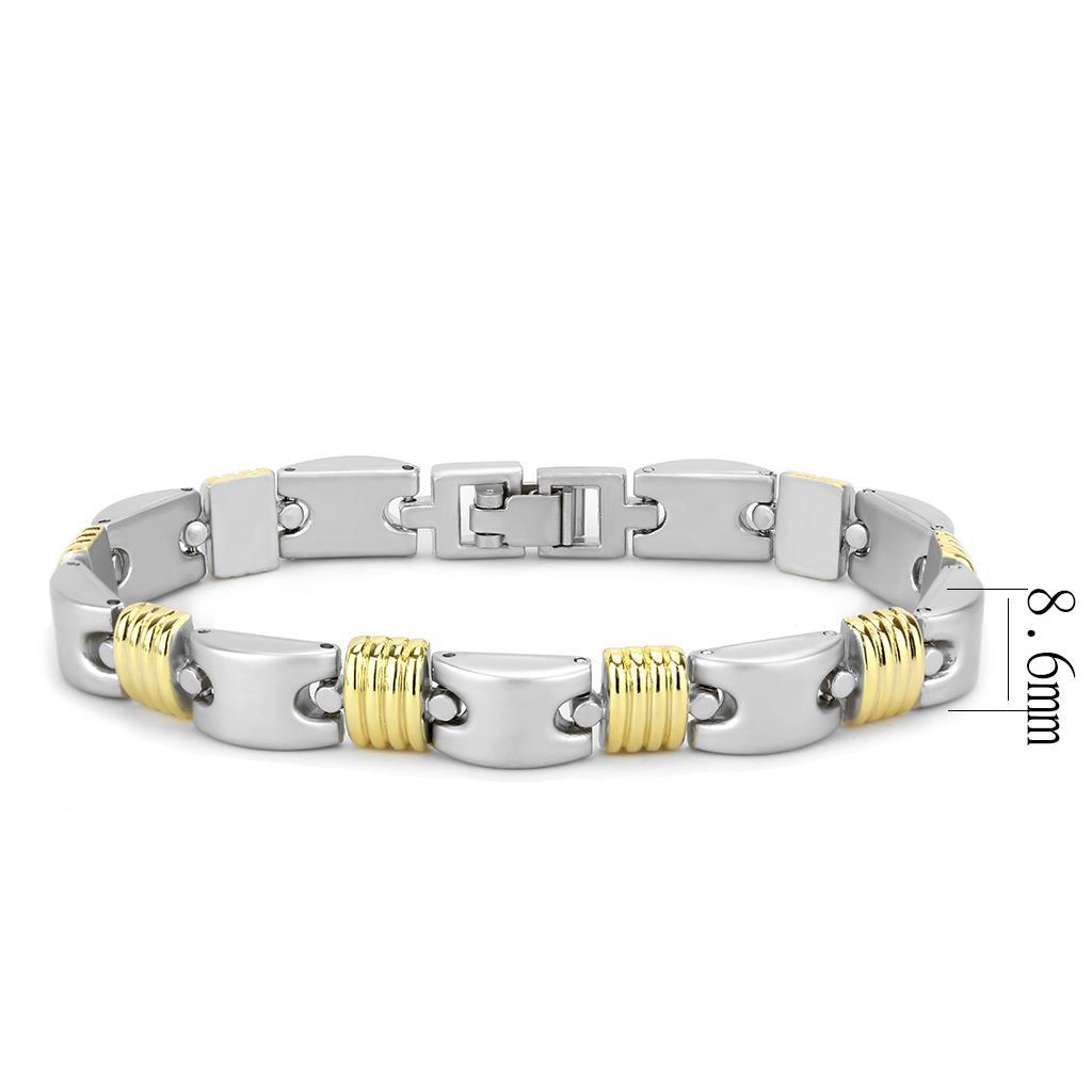 Gold+Rhodium White Metal Bracelet with No Stone