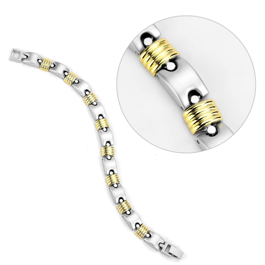 Gold+Rhodium White Metal Bracelet with No Stone