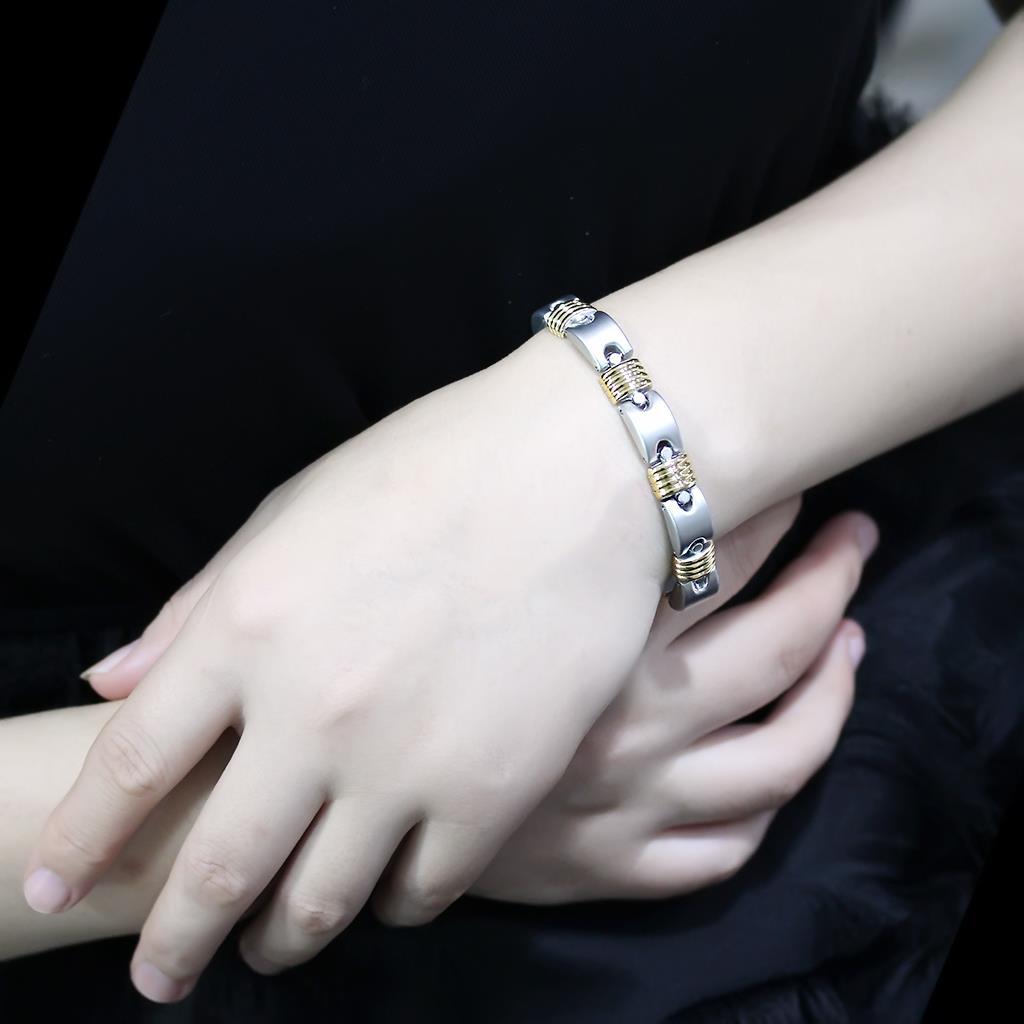 Gold+Rhodium White Metal Bracelet with No Stone
