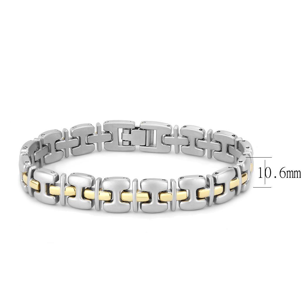 Gold+Rhodium White Metal Bracelet with No Stone