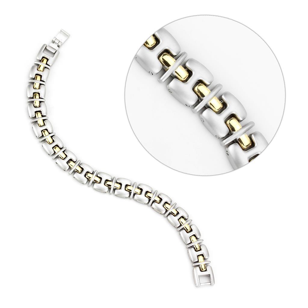 Gold+Rhodium White Metal Bracelet with No Stone
