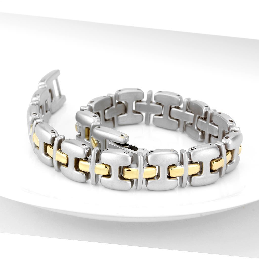 Gold+Rhodium White Metal Bracelet with No Stone
