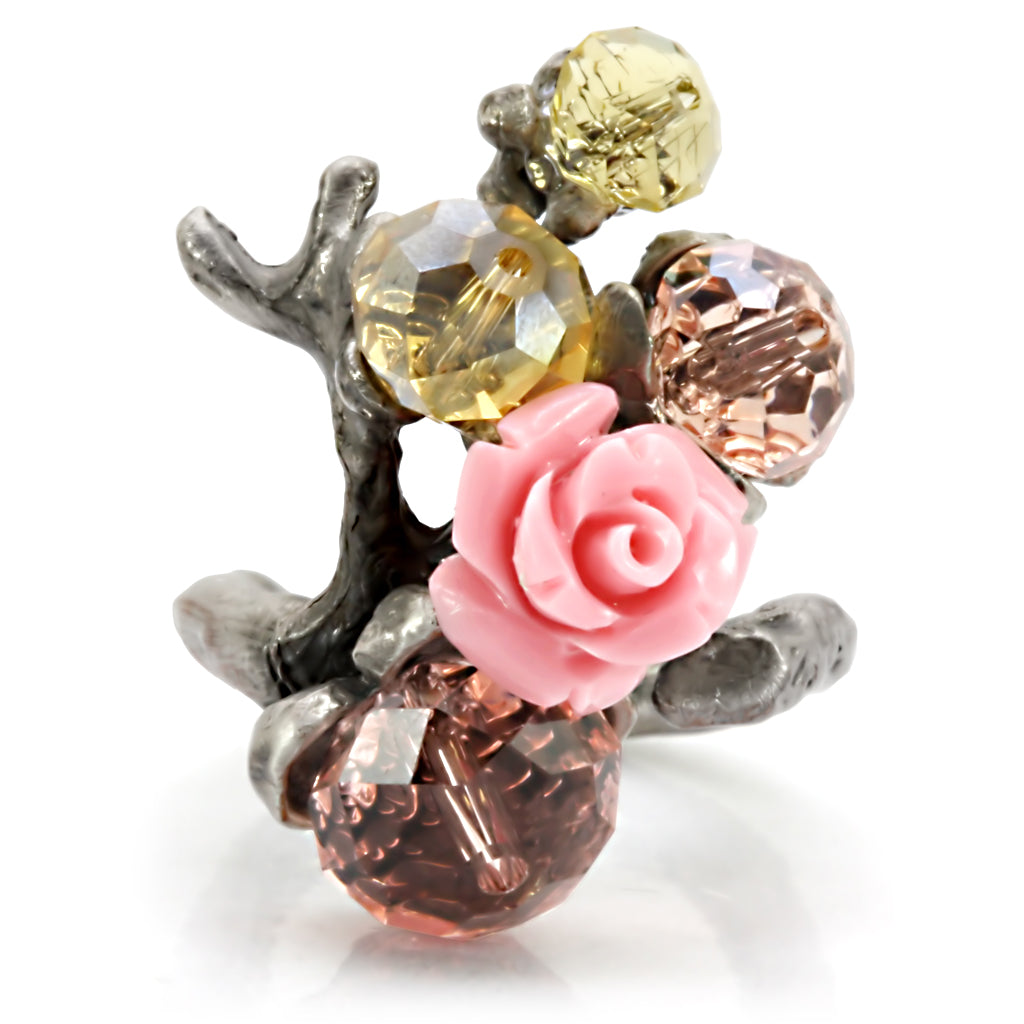 Antique Tone Brass Ring with Assorted in MultiColor