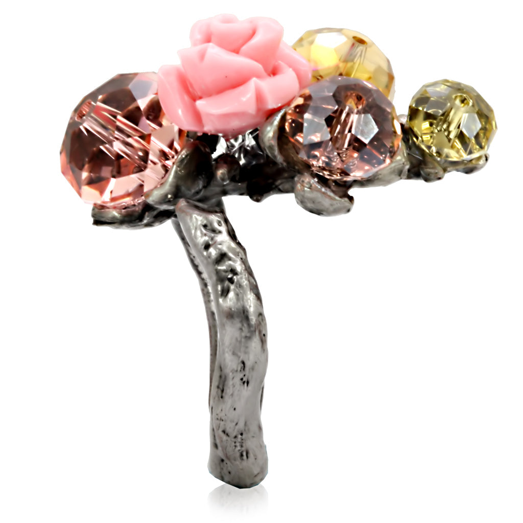 Antique Tone Brass Ring with Assorted in MultiColor