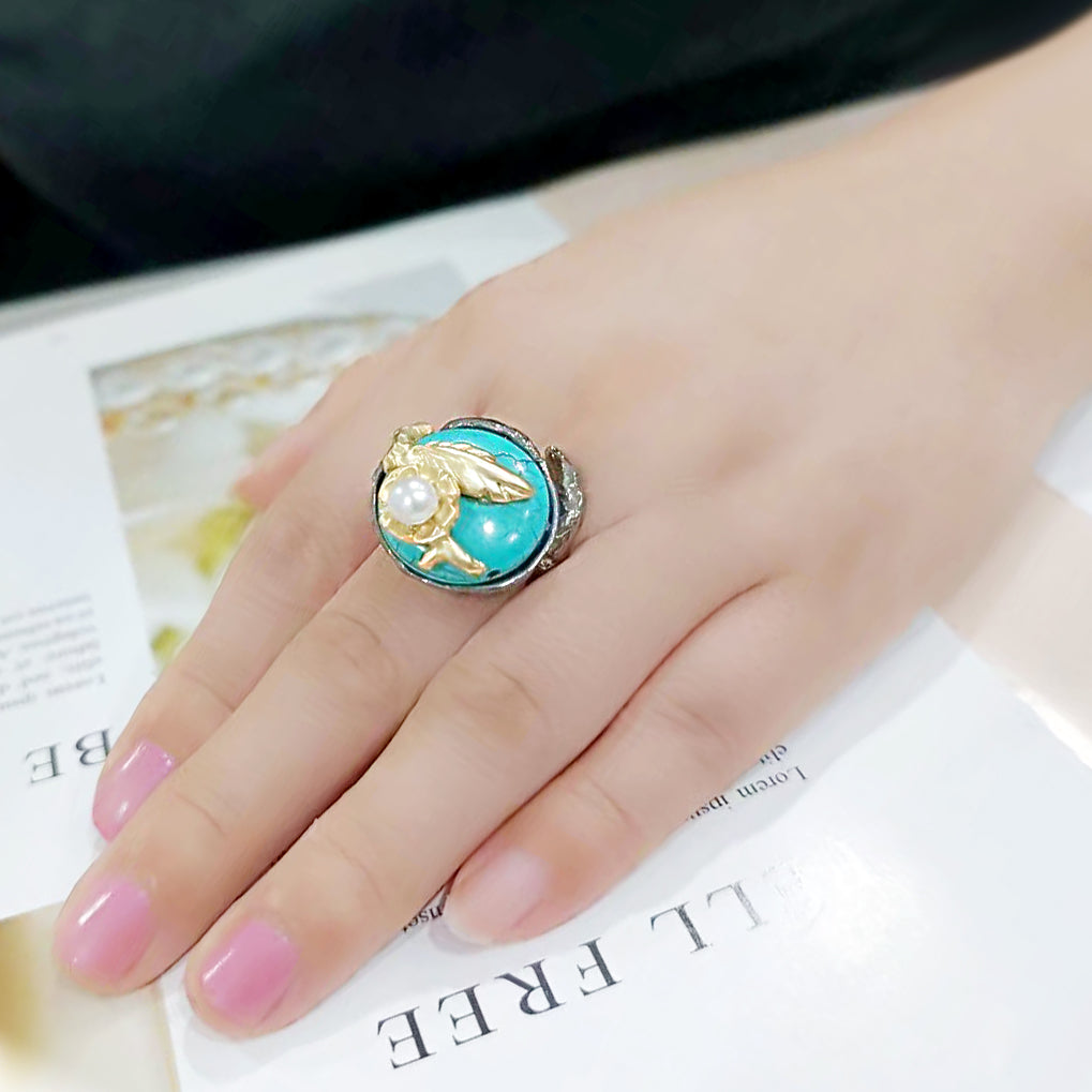 Antique Tone Brass Ring with Assorted in MultiColor