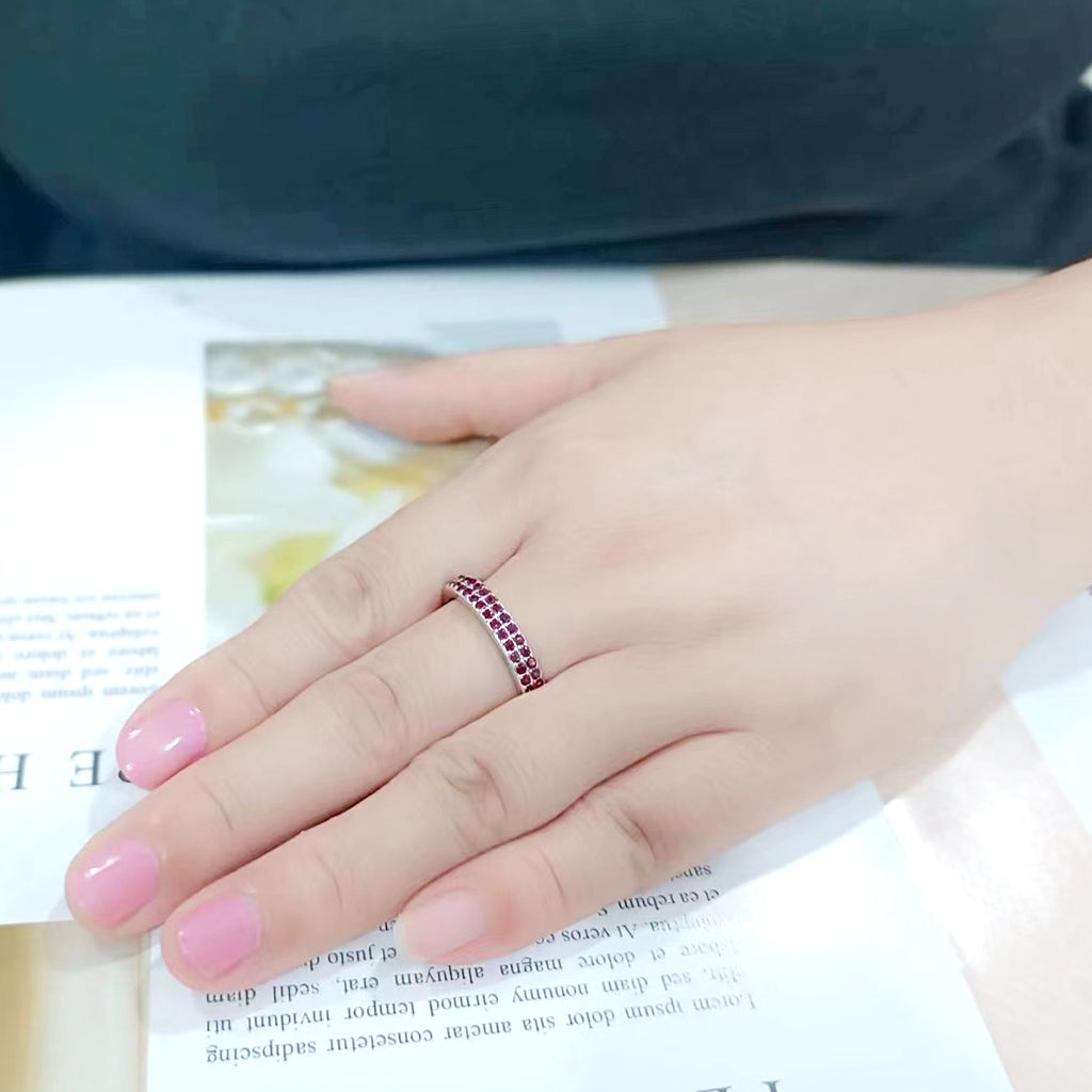 Rhodium Brass Ring with Top Grade Crystal in Red