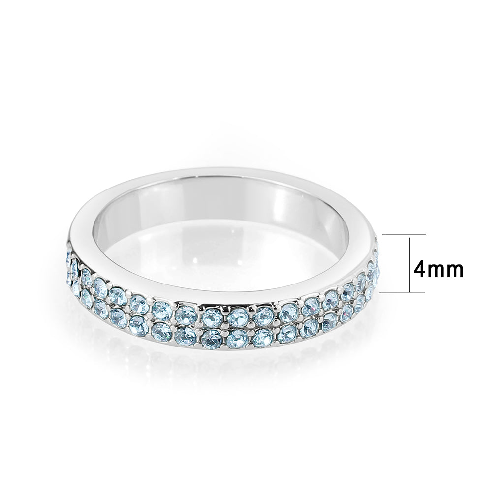 Rhodium Brass Ring with Top Grade Crystal in SeaBlue