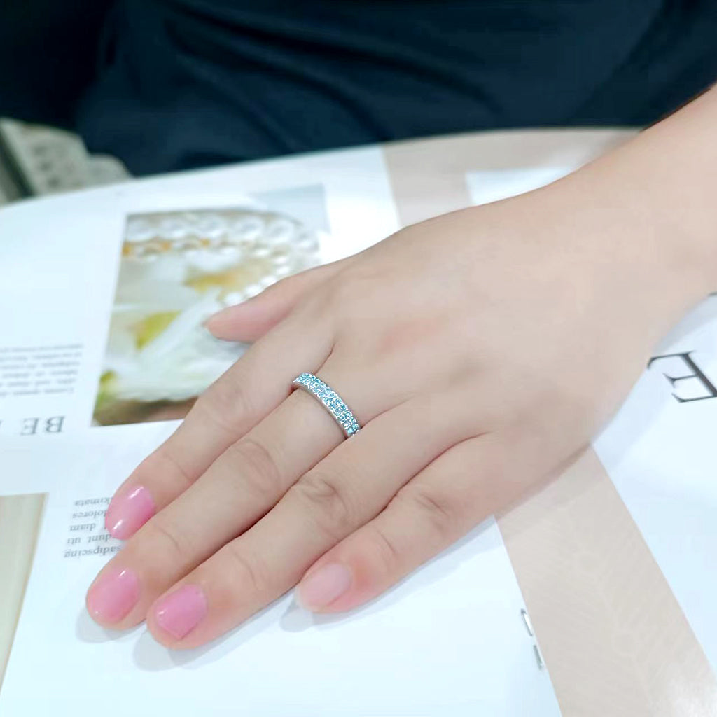 Rhodium Brass Ring with Top Grade Crystal in SeaBlue