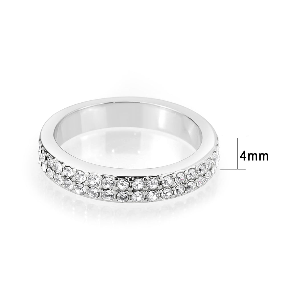 Rhodium Brass Ring with Top Grade Crystal in Clear
