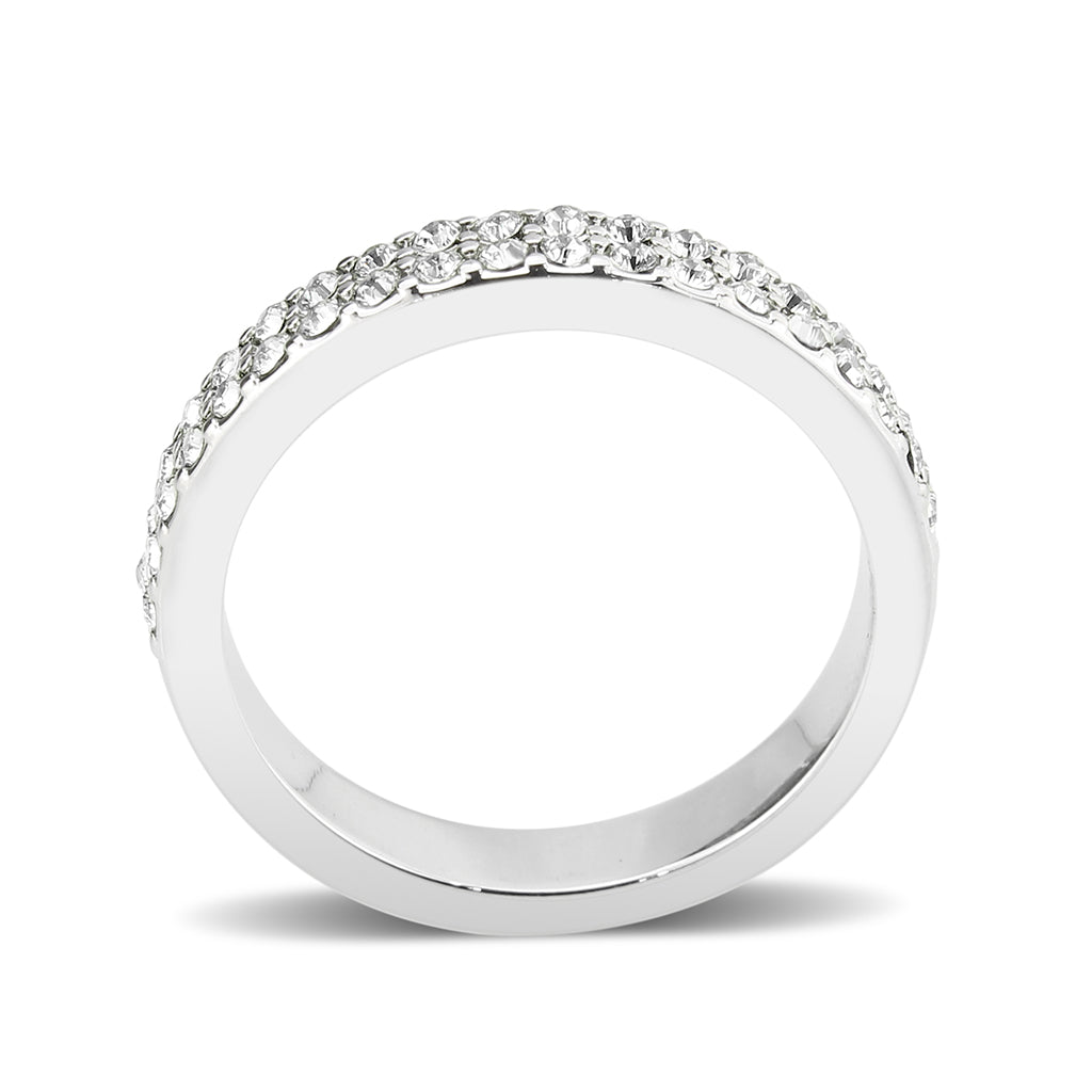 Rhodium Brass Ring with Top Grade Crystal in Clear