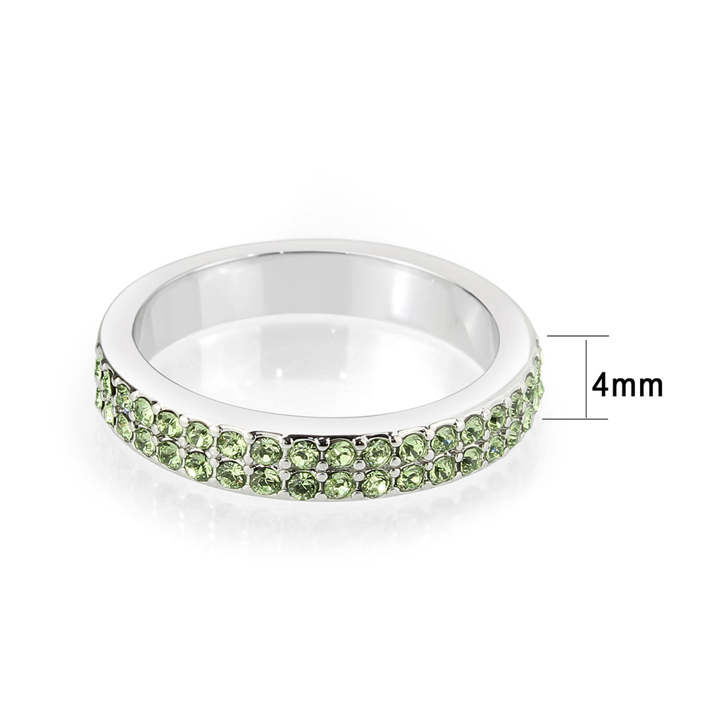 Rhodium Brass Ring with Top Grade Crystal in Peridot