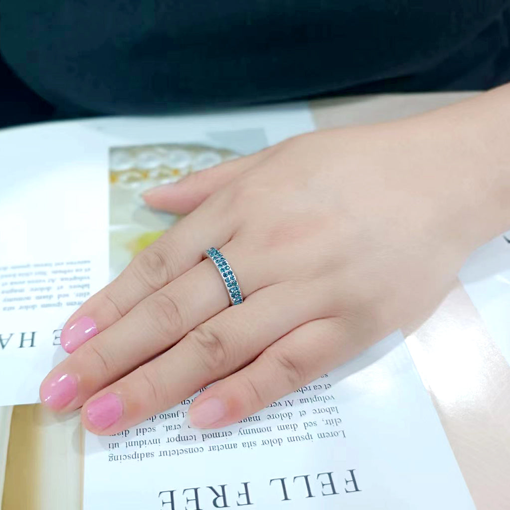 Rhodium Brass Ring with Top Grade Crystal in Montana