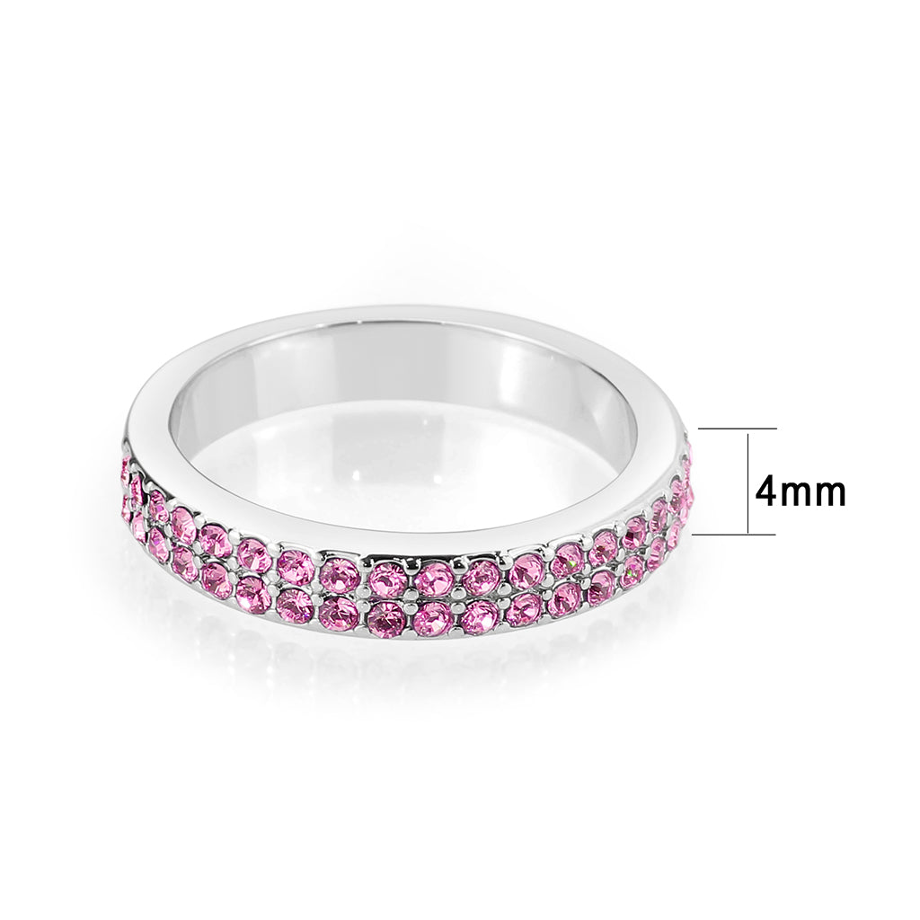 Rhodium Brass Ring with Top Grade Crystal in Rose