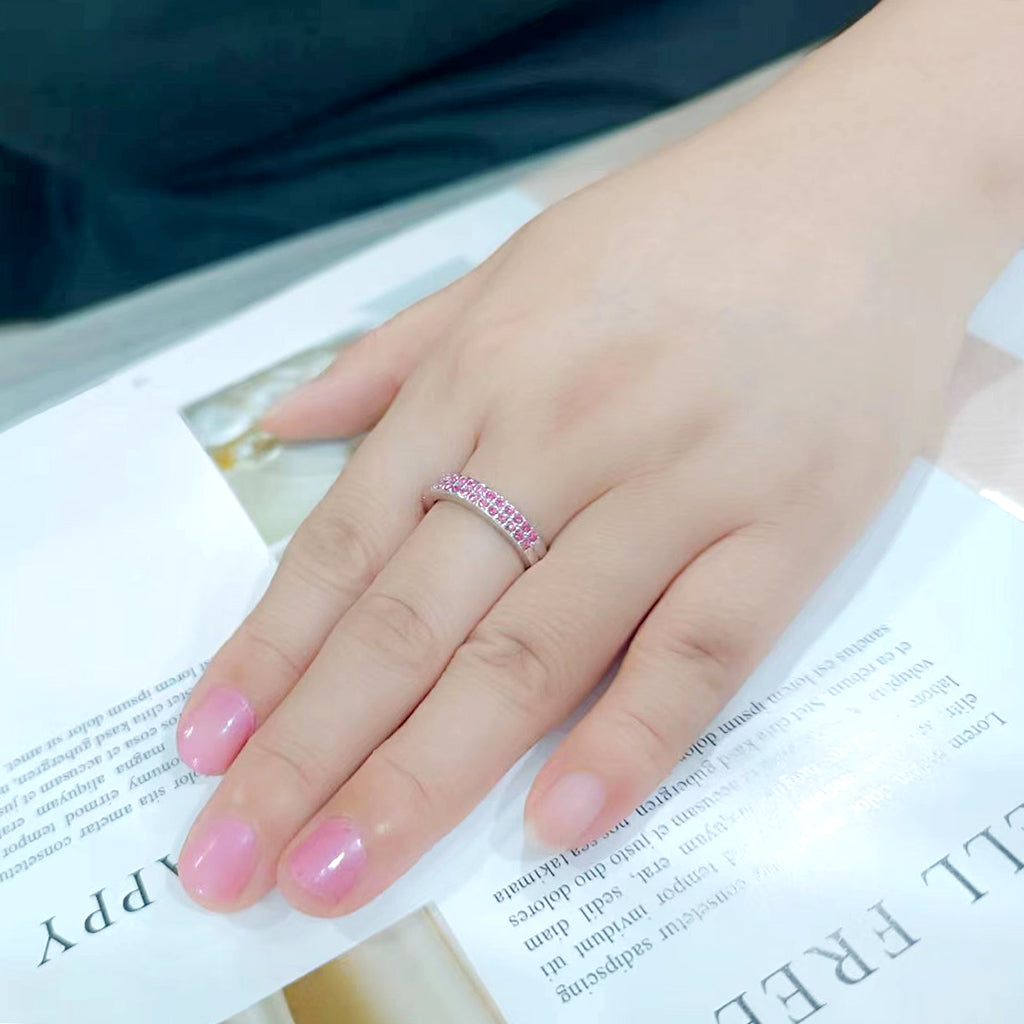 Rhodium Brass Ring with Top Grade Crystal in Rose