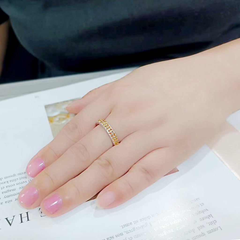 Rhodium Brass Ring with Top Grade Crystal in Topaz