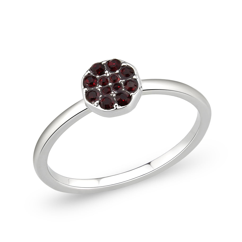 Rhodium Brass Ring with Top Grade Crystal in Red Series