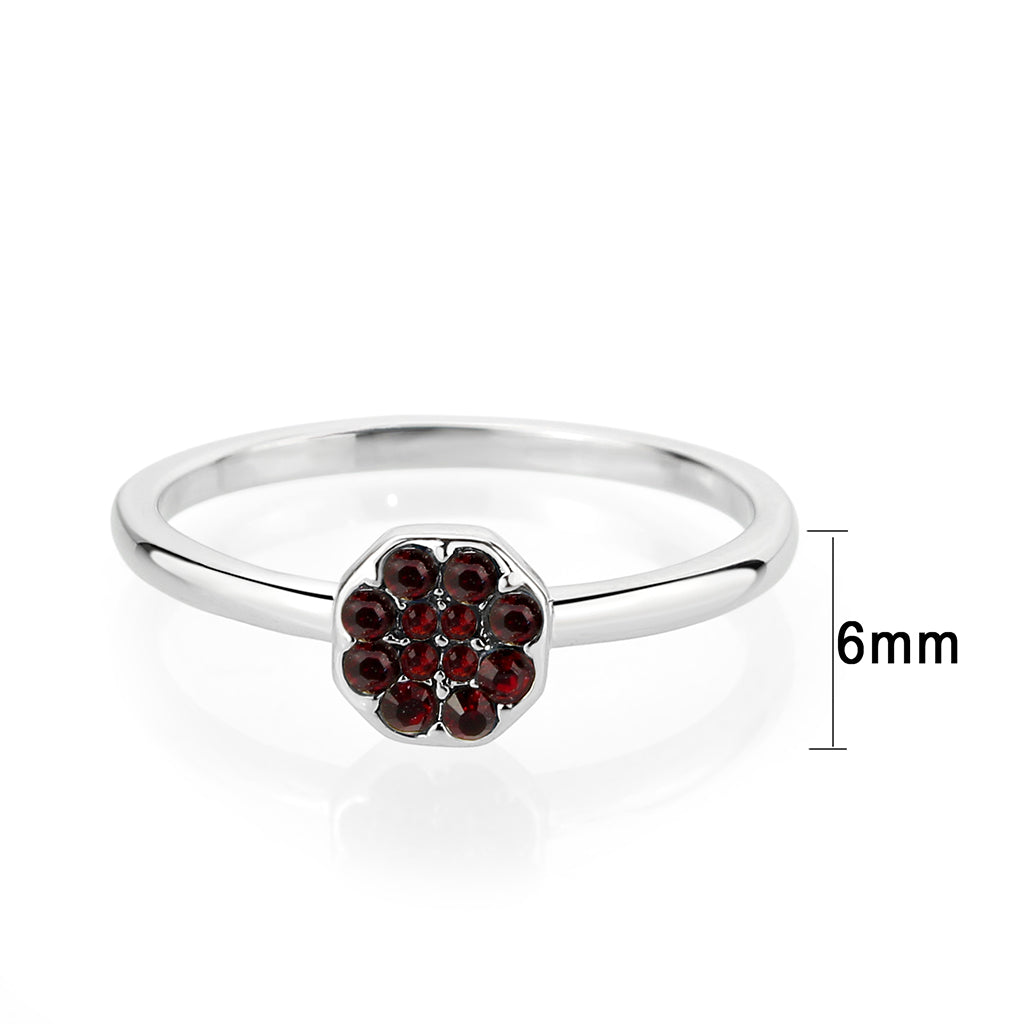 Rhodium Brass Ring with Top Grade Crystal in Red Series