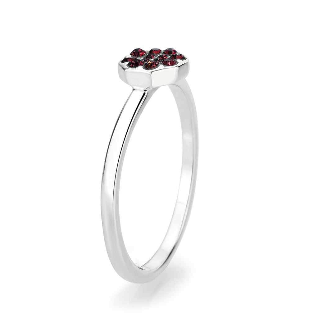 Rhodium Brass Ring with Top Grade Crystal in Red Series