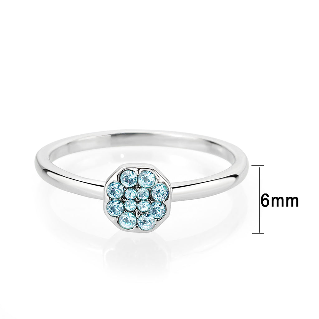 Rhodium Brass Ring with Top Grade Crystal in SeaBlue