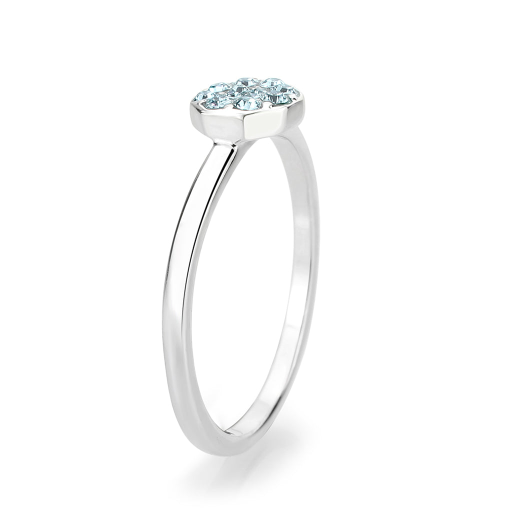 Rhodium Brass Ring with Top Grade Crystal in SeaBlue