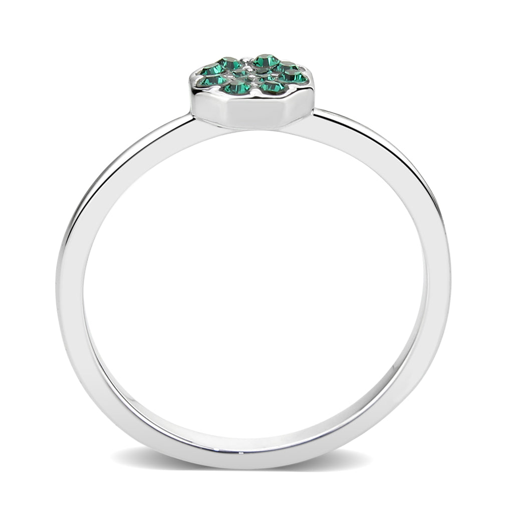 Rhodium Brass Ring with Top Grade Crystal in Emerald