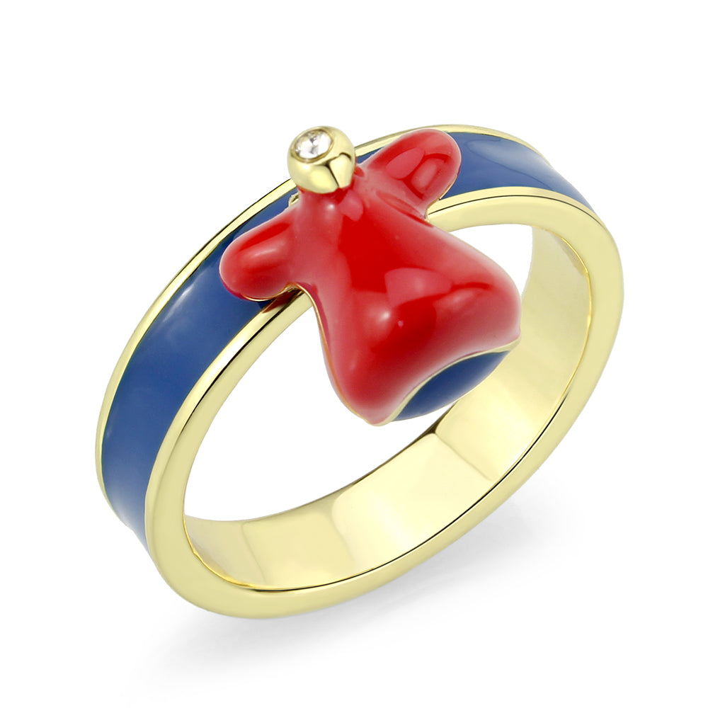Gold Brass Ring with Epoxy in Blue Series
