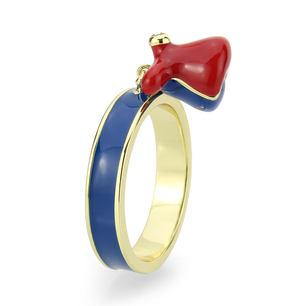 Gold Brass Ring with Epoxy in Blue Series