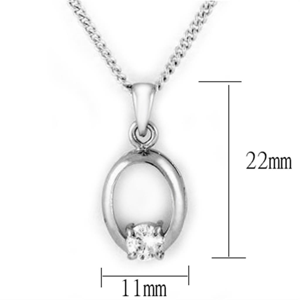 Rhodium Brass Chain Pendant with AAA Grade CZ in Clear