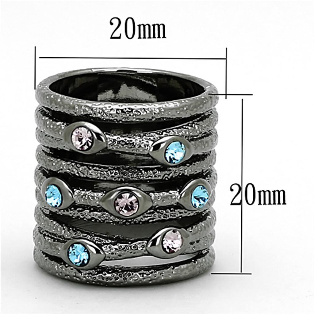 Ruthenium Brass Ring with Top Grade Crystal in Multi Color