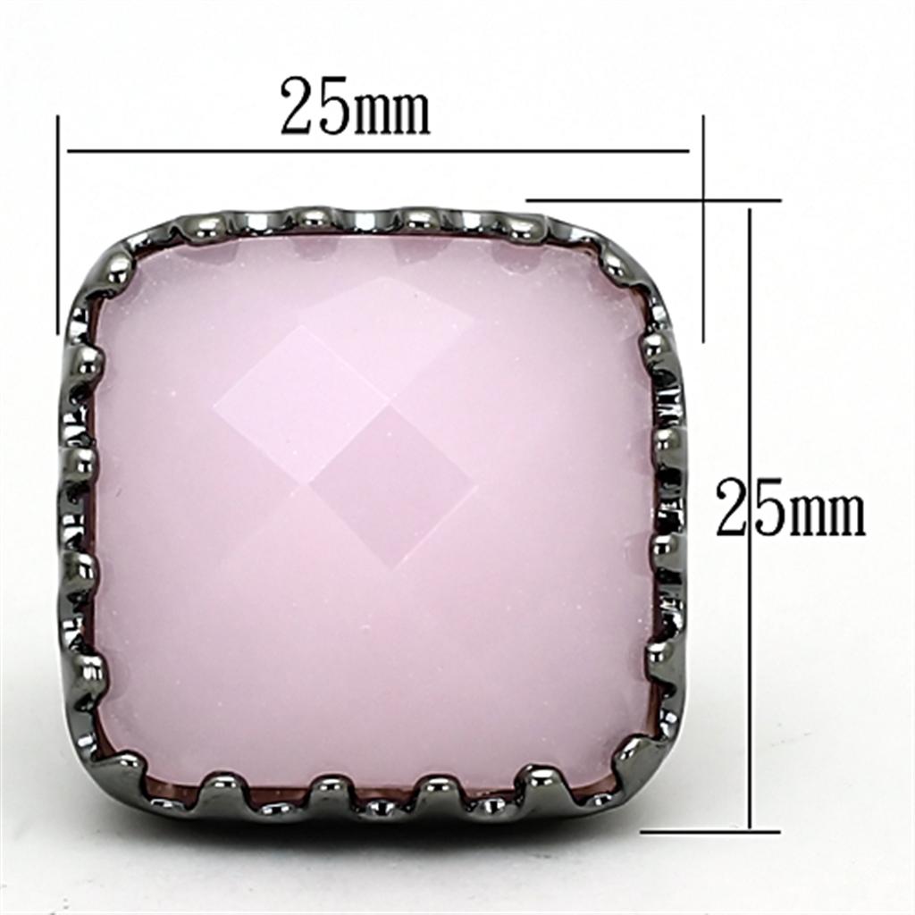 Ruthenium Brass Ring with Synthetic Synthetic Glass in Light Rose