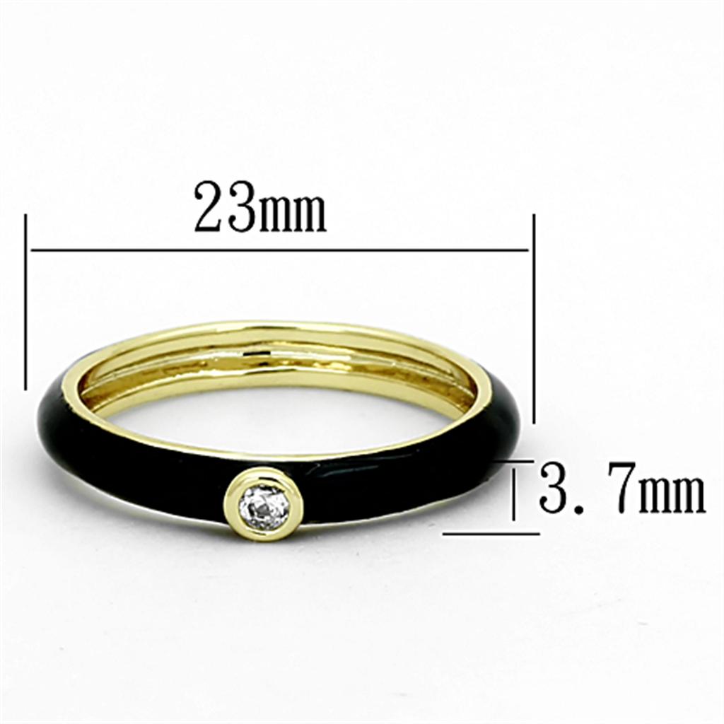 Gold Brass Ring with AAA Grade CZ in Clear
