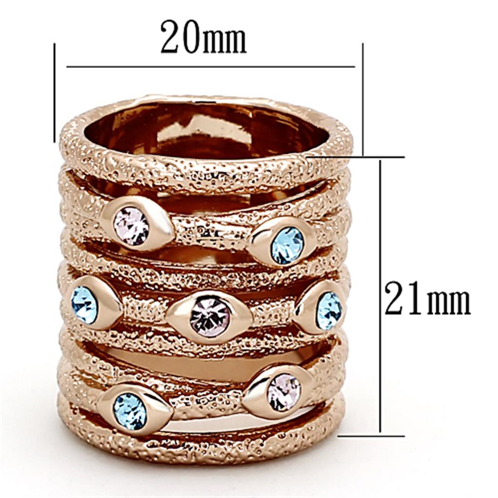 Rose Gold Brass Ring with Top Grade Crystal in Multi Color