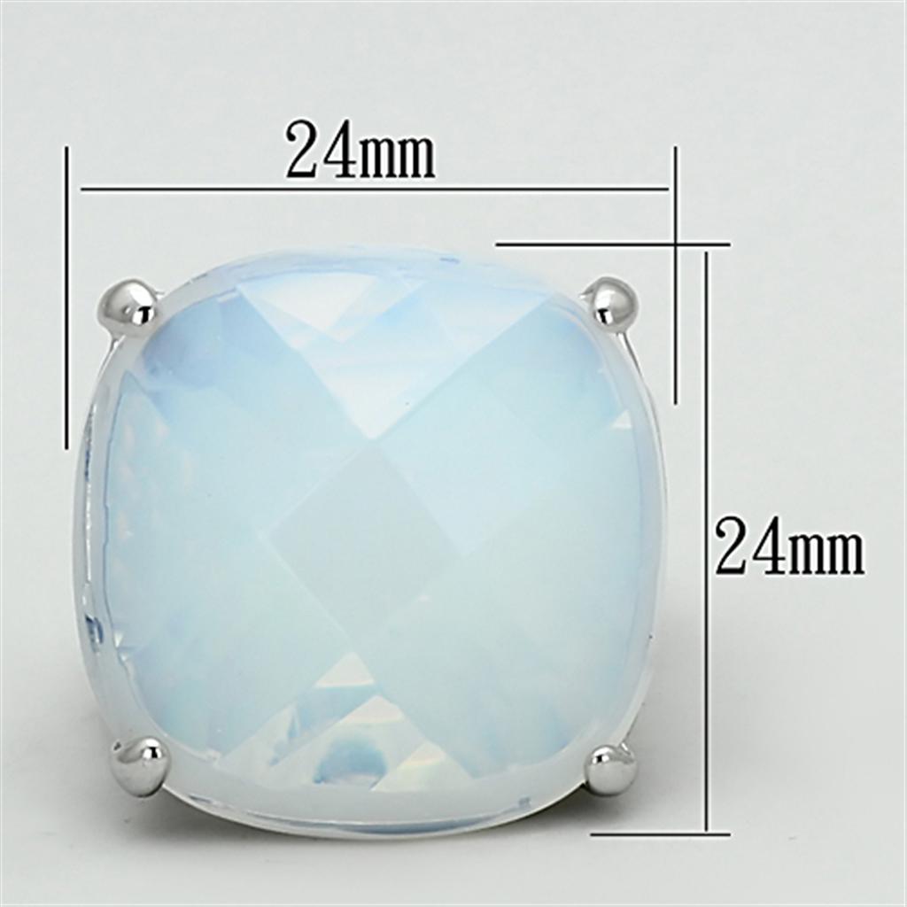 Rhodium Brass Ring with Synthetic Synthetic Glass in Aurora Borealis (Rainbow Effect)