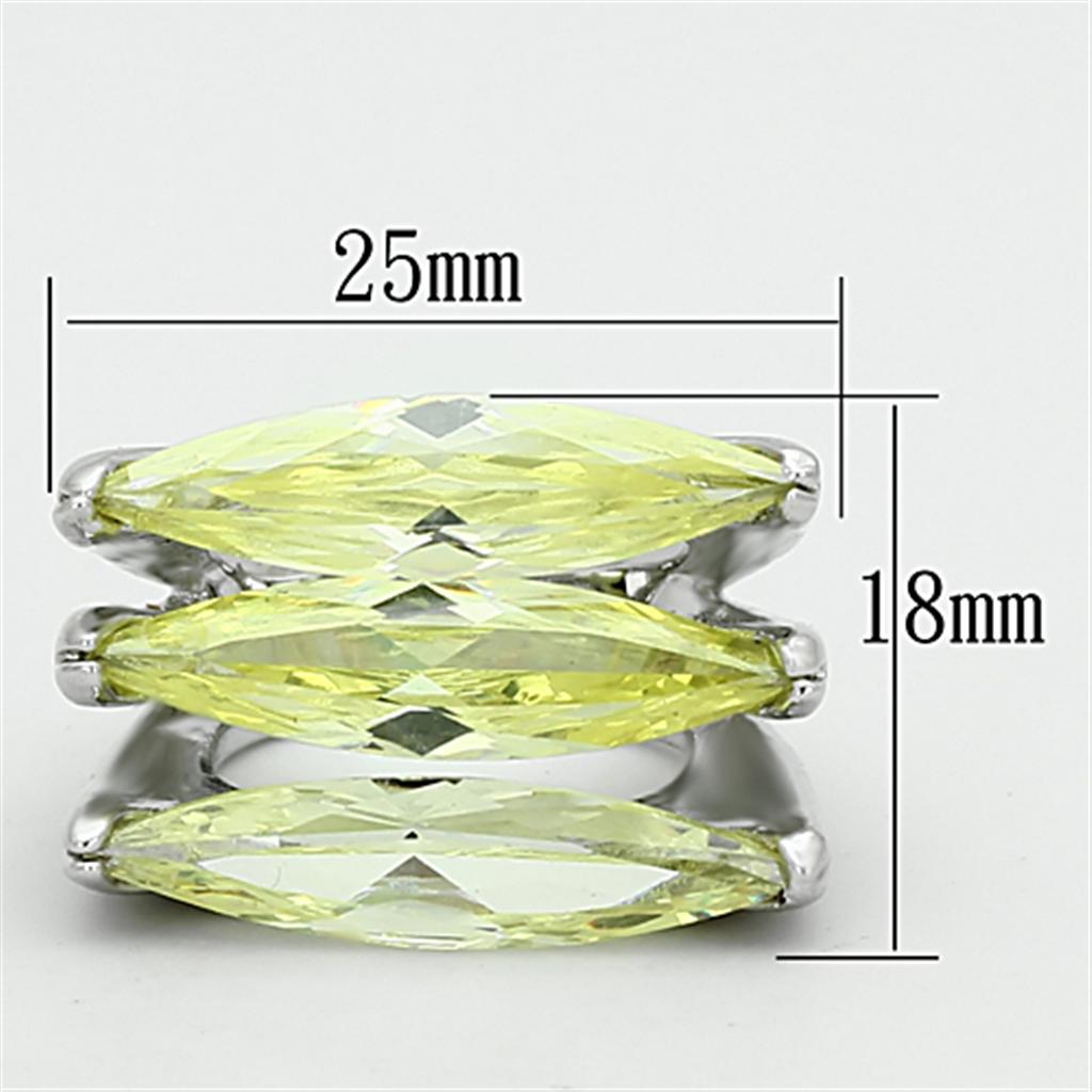Rhodium Brass Ring with AAA Grade CZ in Apple Green color