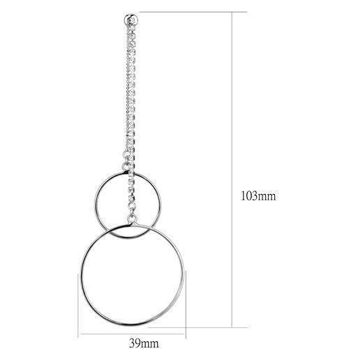 High-Polished 925 Sterling Silver Earrings with Top Grade Crystal in Clear