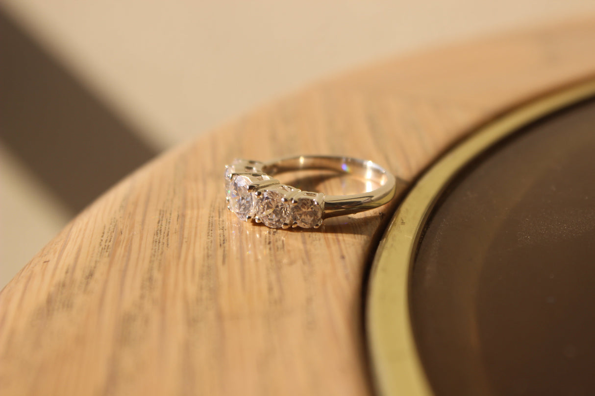 Rhodium 925 Sterling Silver Ring with AAA Grade CZ in Clear