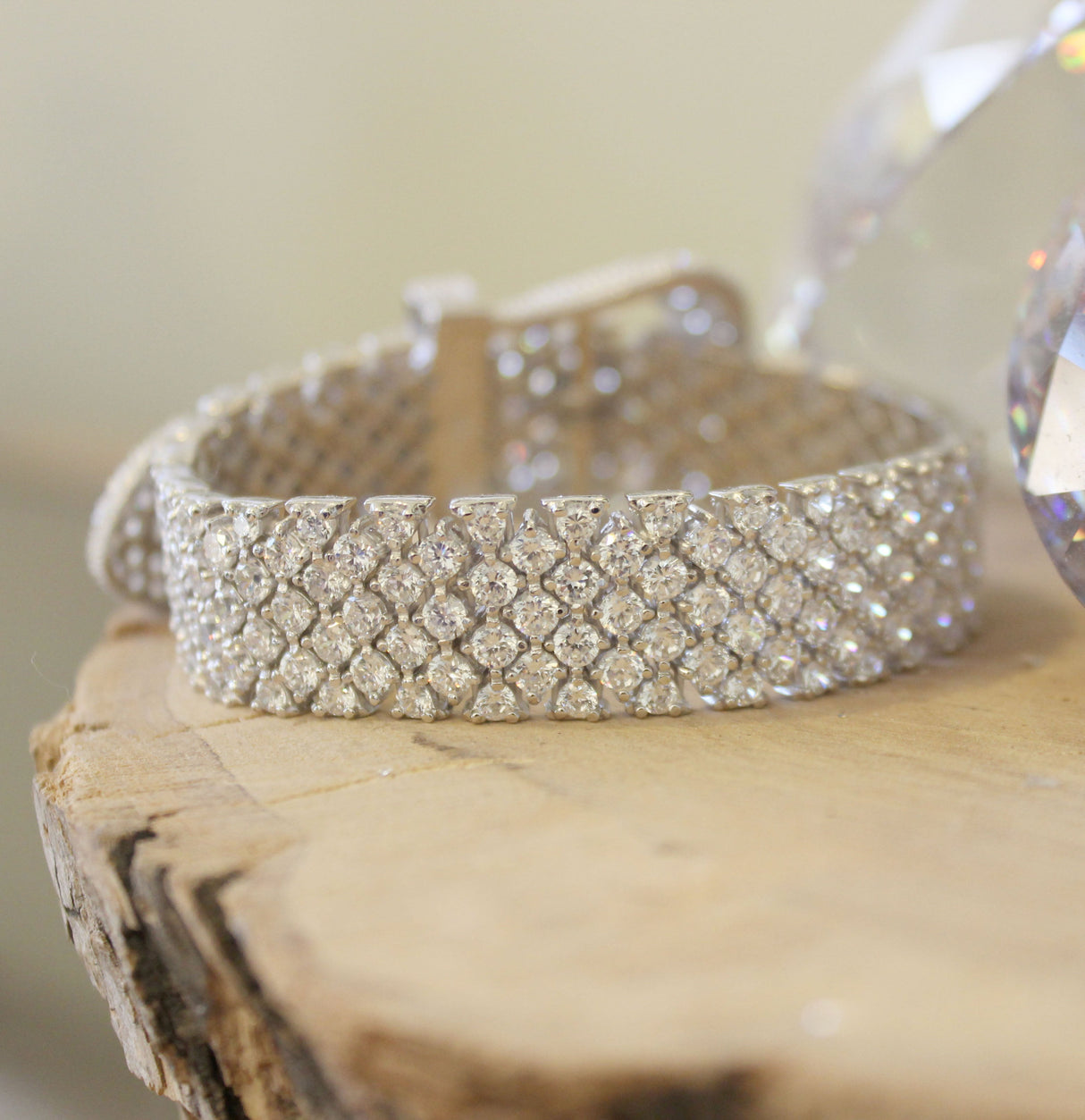 Rhodium 925 Sterling Silver Bracelet with AAA Grade CZ in Clear