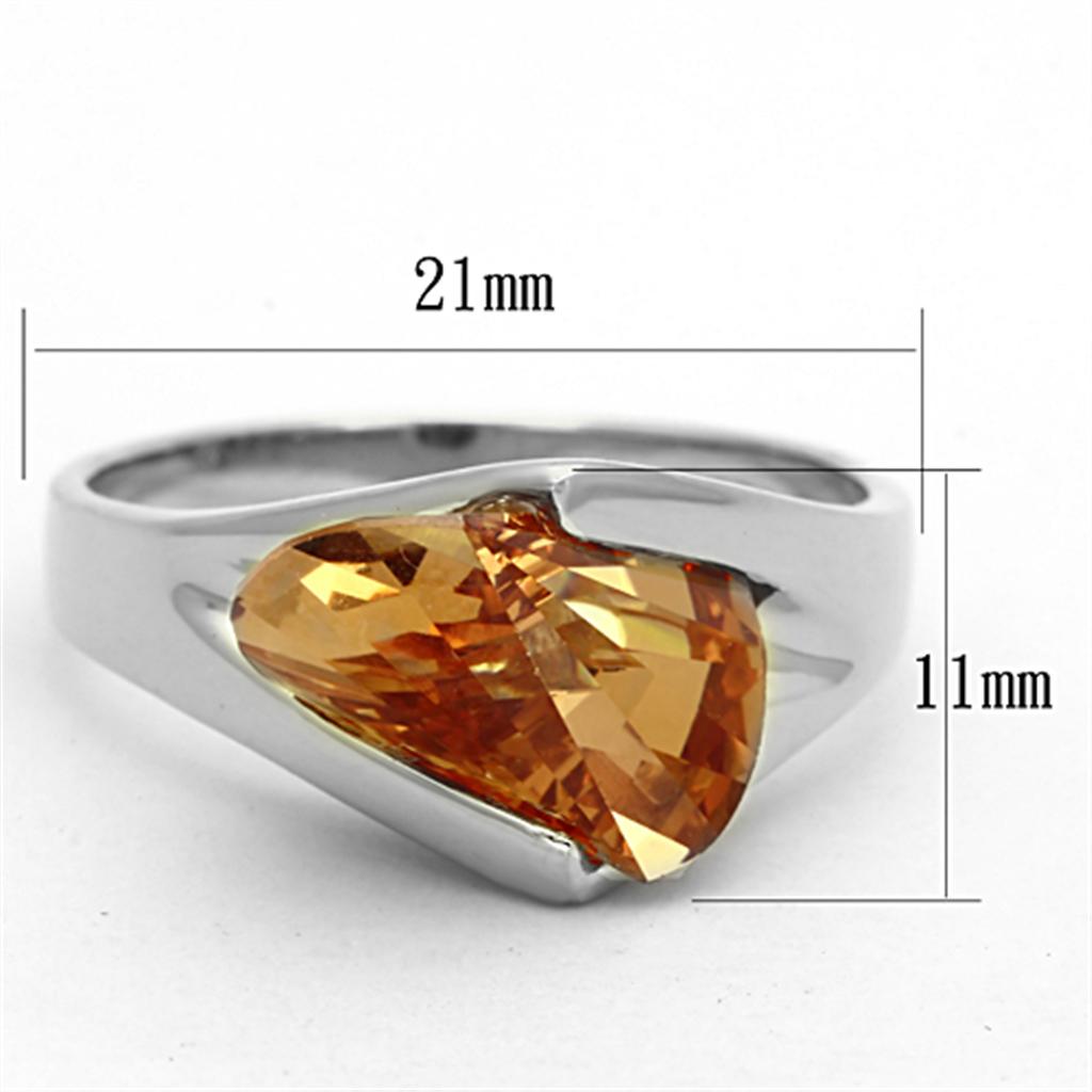 Silver 925 Sterling Silver Ring with AAA Grade CZ in Champagne