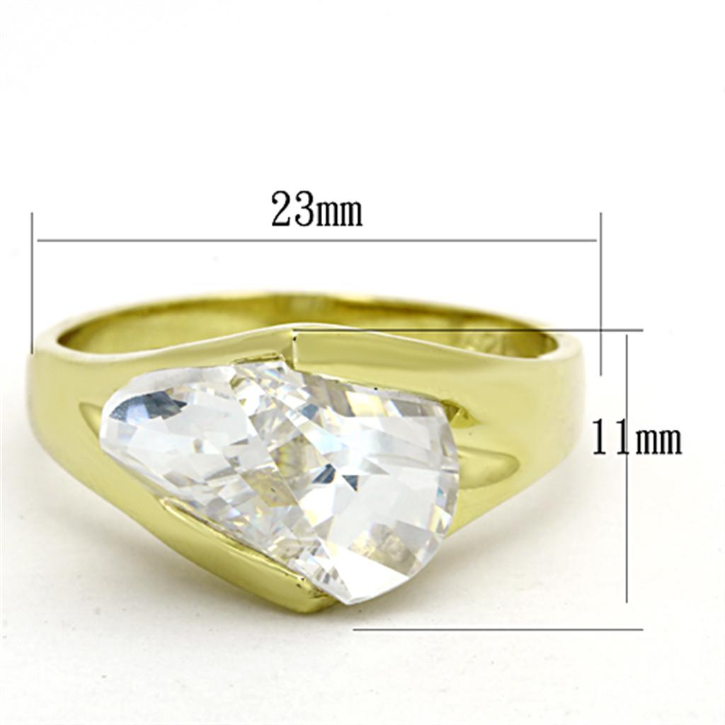 Gold 925 Sterling Silver Ring with AAA Grade CZ in Clear