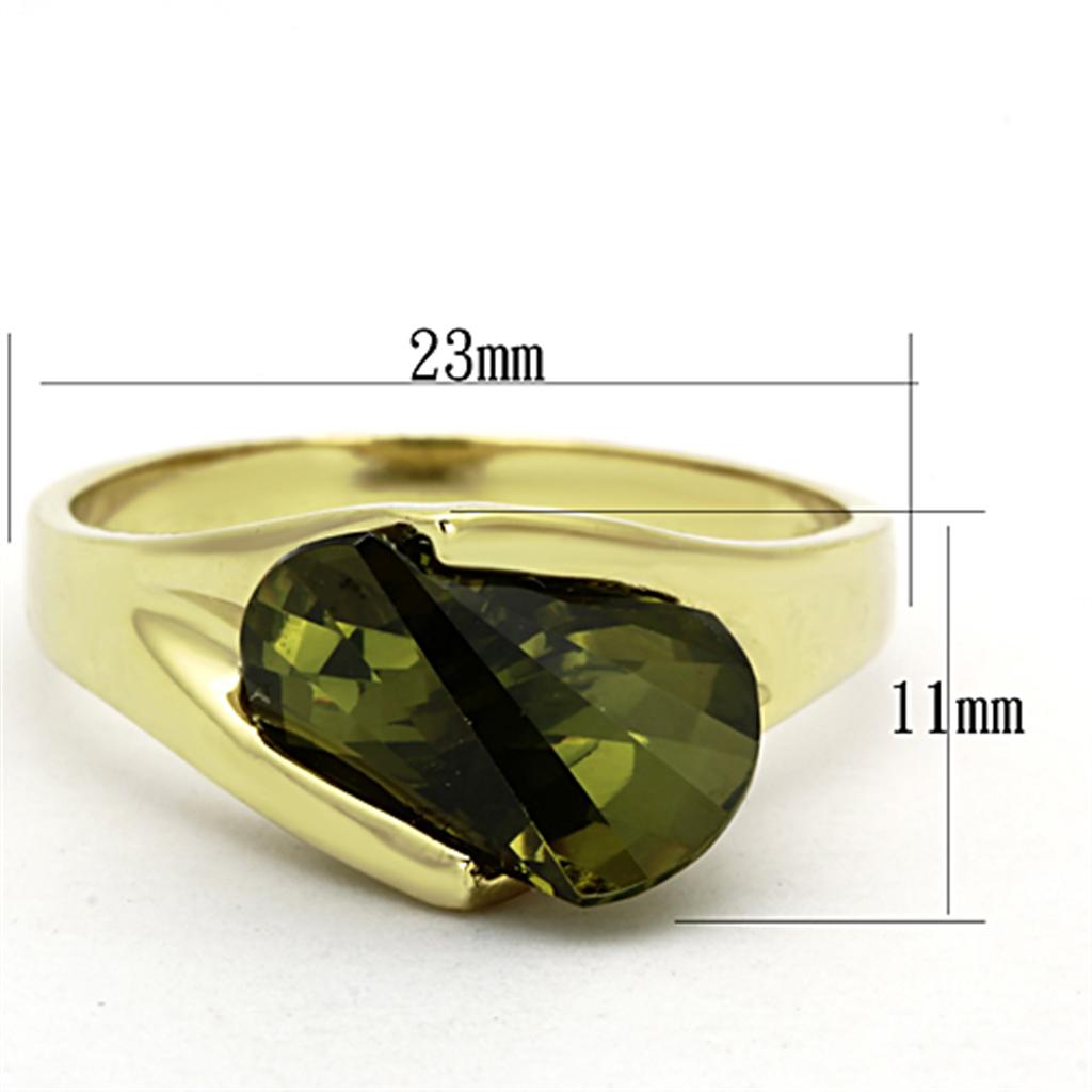 Gold 925 Sterling Silver Ring with AAA Grade CZ in Olivine color