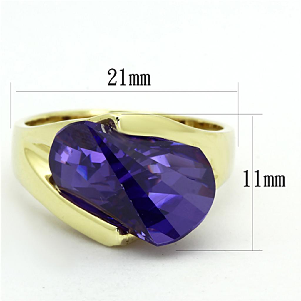 Gold 925 Sterling Silver Ring with AAA Grade CZ in Tanzanite