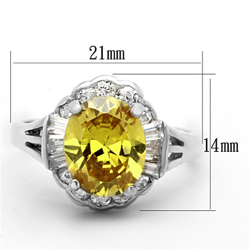 Silver 925 Sterling Silver Ring with AAA Grade CZ in Topaz