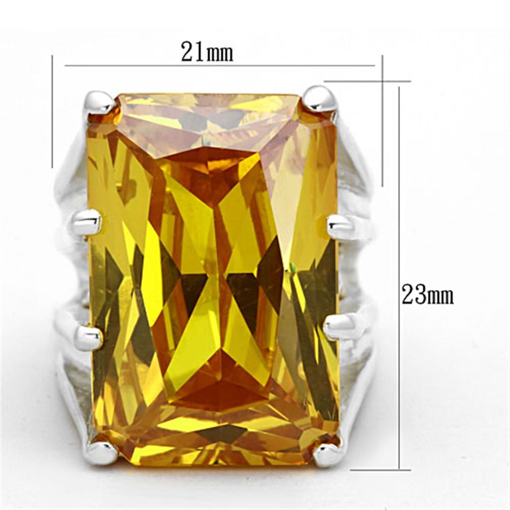 Silver 925 Sterling Silver Ring with AAA Grade CZ in Topaz