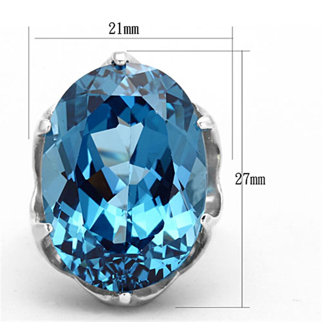 Silver 925 Sterling Silver Ring with Synthetic Spinel in Sea Blue