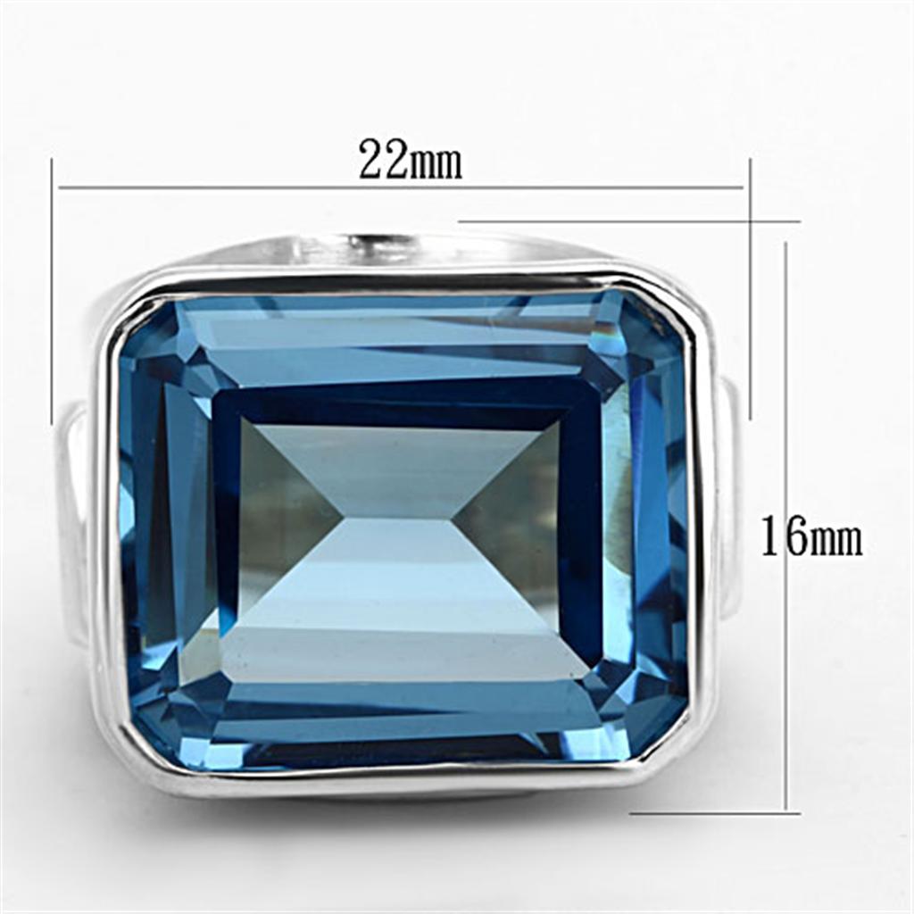 Silver 925 Sterling Silver Ring with Synthetic Spinel in Sea Blue