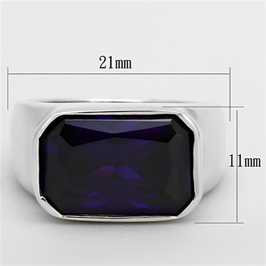 Silver 925 Sterling Silver Ring with AAA Grade CZ in Amethyst