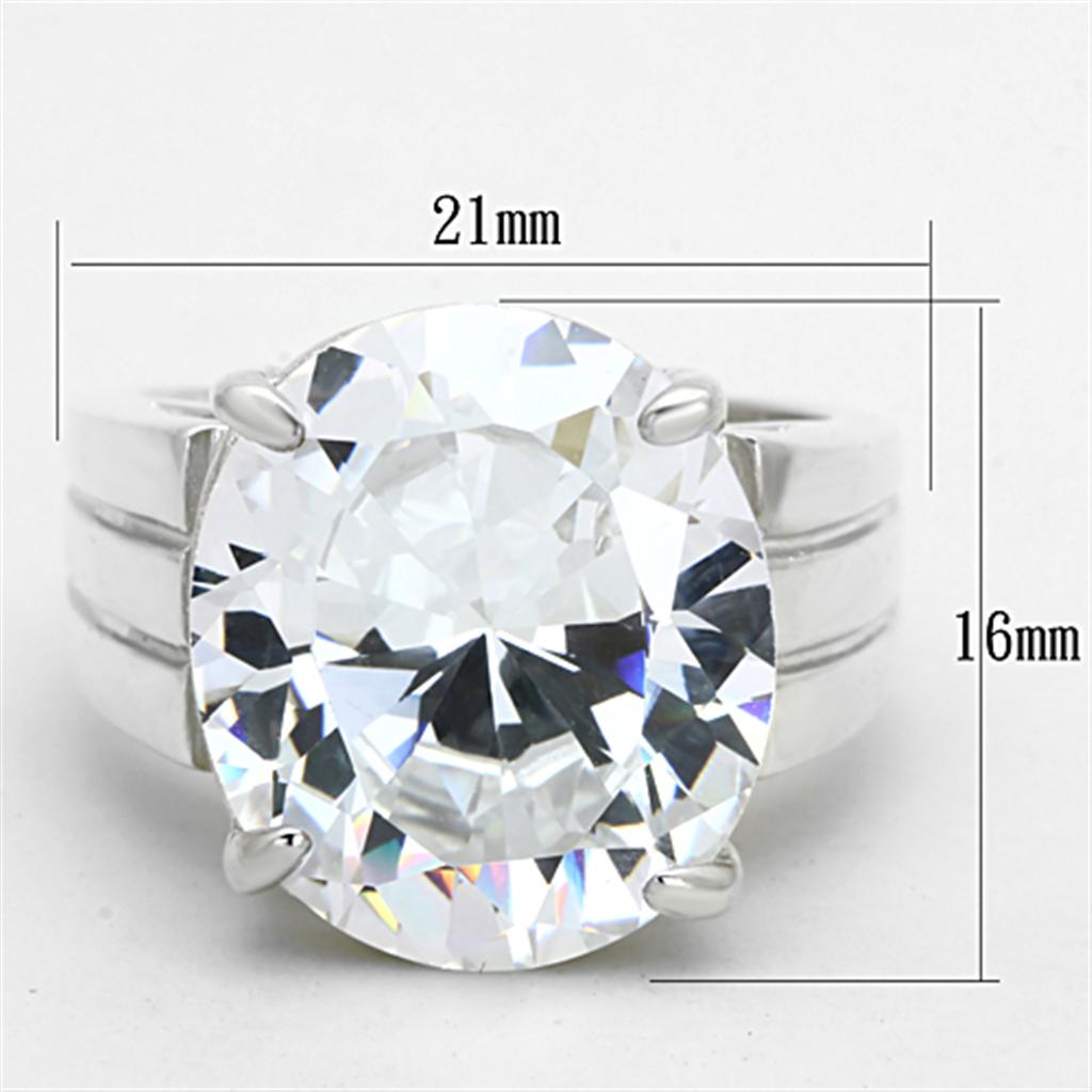 Silver 925 Sterling Silver Ring with AAA Grade CZ in Clear