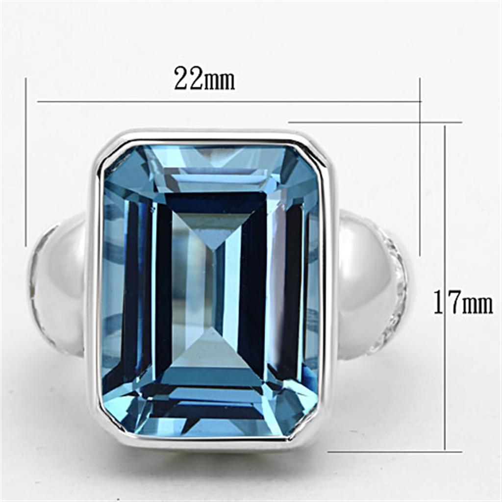 Silver 925 Sterling Silver Ring with Synthetic Spinel in Sea Blue